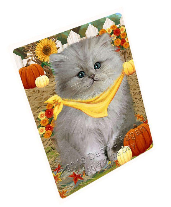 Fall Autumn Greeting Persian Cat with Pumpkins Cutting Board C56484