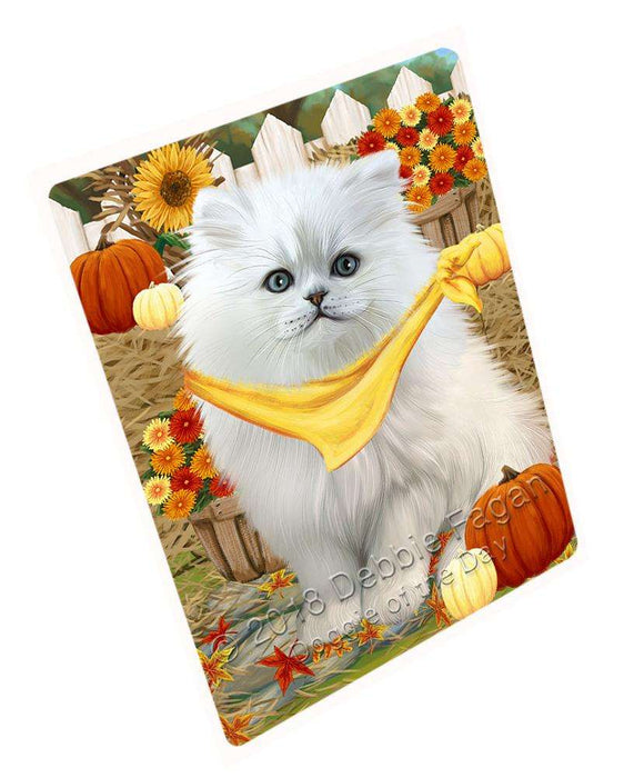 Fall Autumn Greeting Persian Cat with Pumpkins Cutting Board C56487