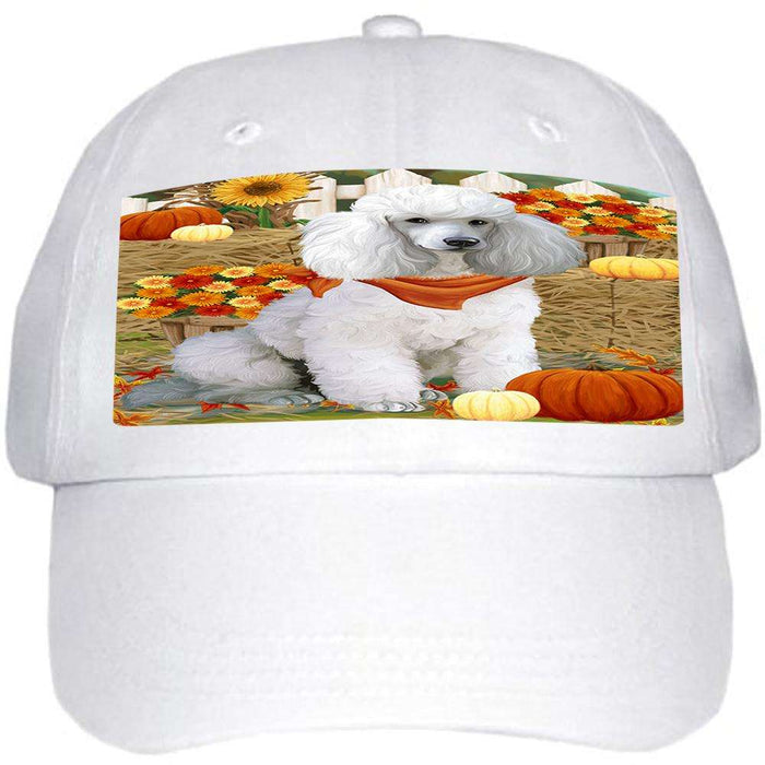 Fall Autumn Greeting Pomeranian Dog with Pumpkins Ball Hat Cap HAT56226