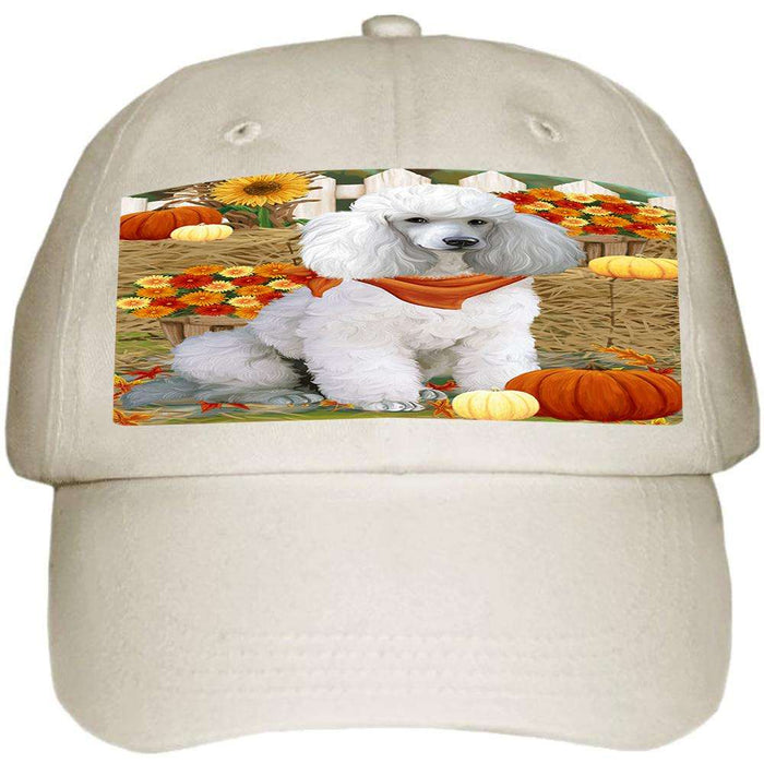 Fall Autumn Greeting Pomeranian Dog with Pumpkins Ball Hat Cap HAT56226