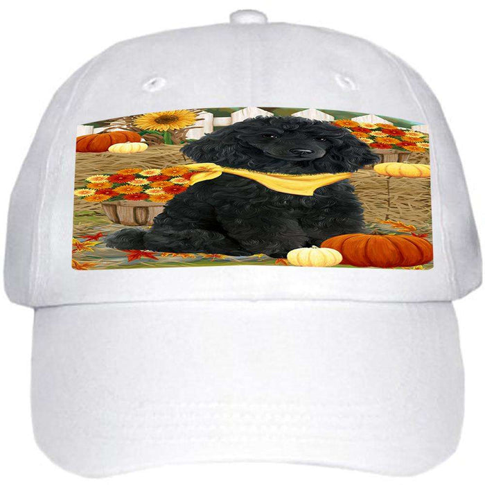 Fall Autumn Greeting Pomeranian Dog with Pumpkins Ball Hat Cap HAT56232
