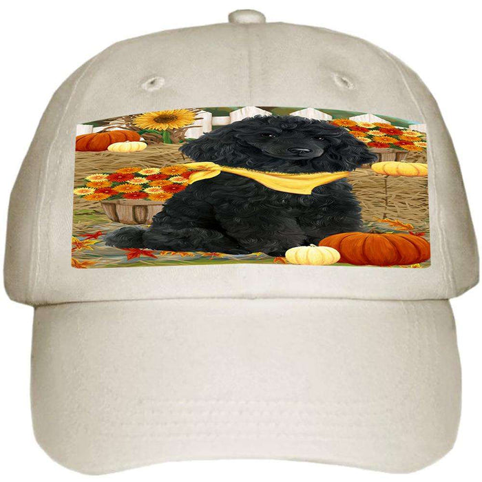 Fall Autumn Greeting Pomeranian Dog with Pumpkins Ball Hat Cap HAT56232