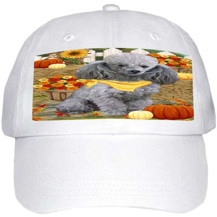 Fall Autumn Greeting Pomeranian Dog with Pumpkins Ball Hat Cap HAT56235