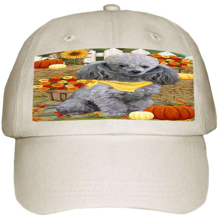 Fall Autumn Greeting Pomeranian Dog with Pumpkins Ball Hat Cap HAT56235