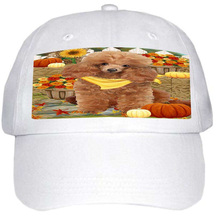 Fall Autumn Greeting Pomeranian Dog with Pumpkins Ball Hat Cap HAT56238