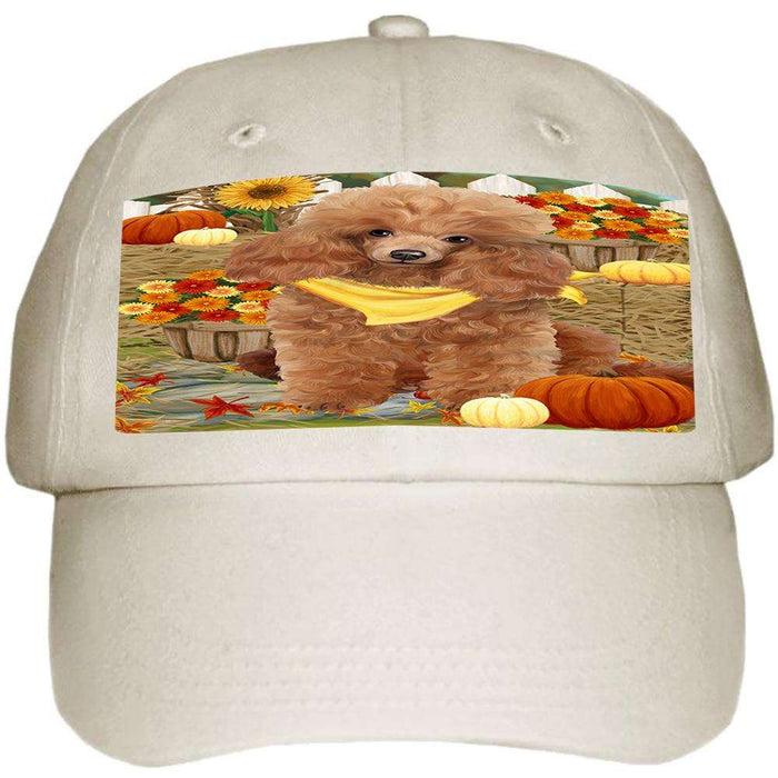 Fall Autumn Greeting Pomeranian Dog with Pumpkins Ball Hat Cap HAT56238
