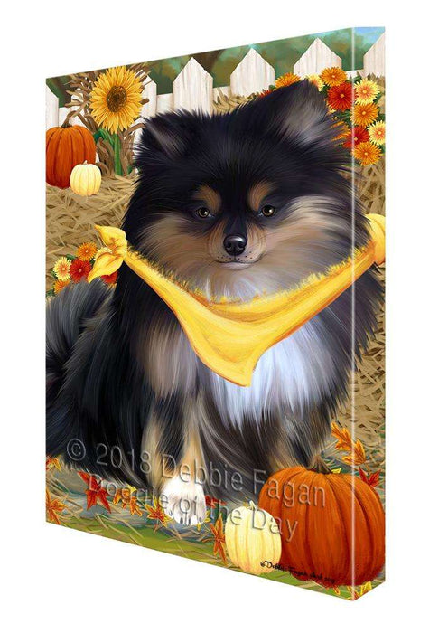Fall Autumn Greeting Pomeranian Dog with Pumpkins Canvas Print Wall Art Décor CVS73673