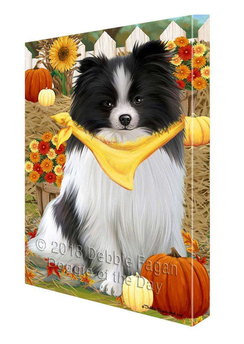 Fall Autumn Greeting Pomeranian Dog with Pumpkins Canvas Print Wall Art Décor CVS73682