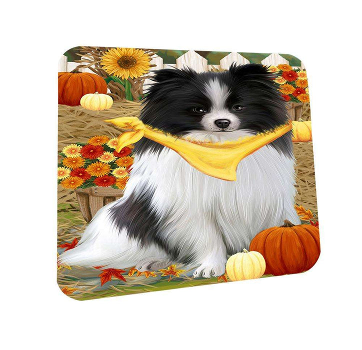 Fall Autumn Greeting Pomeranian Dog with Pumpkins Coasters Set of 4 CST50776