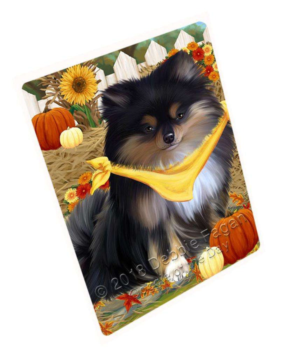 Fall Autumn Greeting Pomeranian Dog with Pumpkins Cutting Board C56508