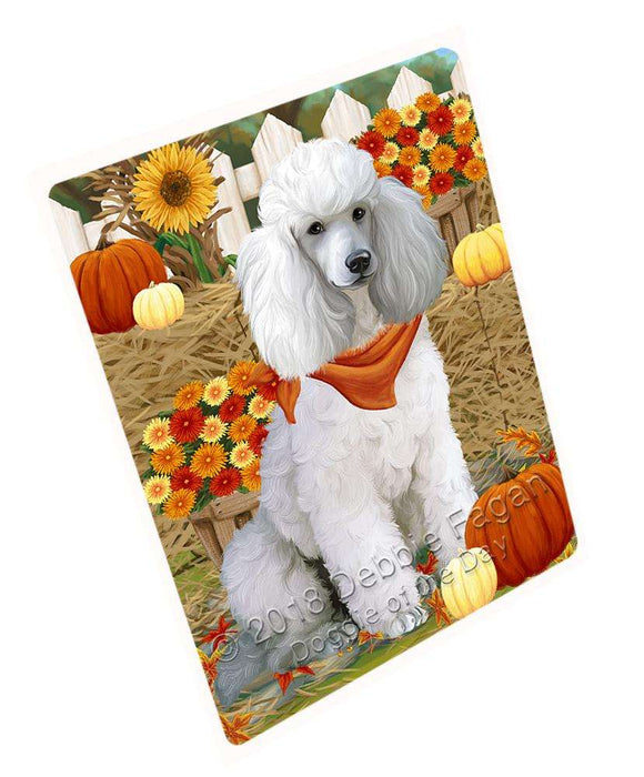 Fall Autumn Greeting Pomeranian Dog with Pumpkins Cutting Board C56517