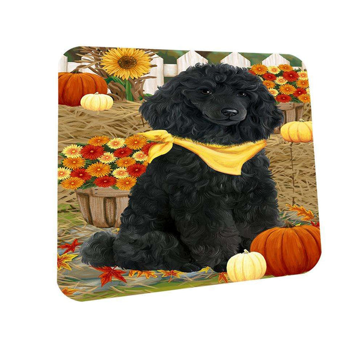 Fall Autumn Greeting Poodle Dog with Pumpkins Coasters Set of 4 CST50780