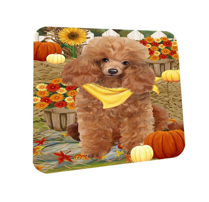 Fall Autumn Greeting Poodle Dog with Pumpkins Coasters Set of 4 CST50782