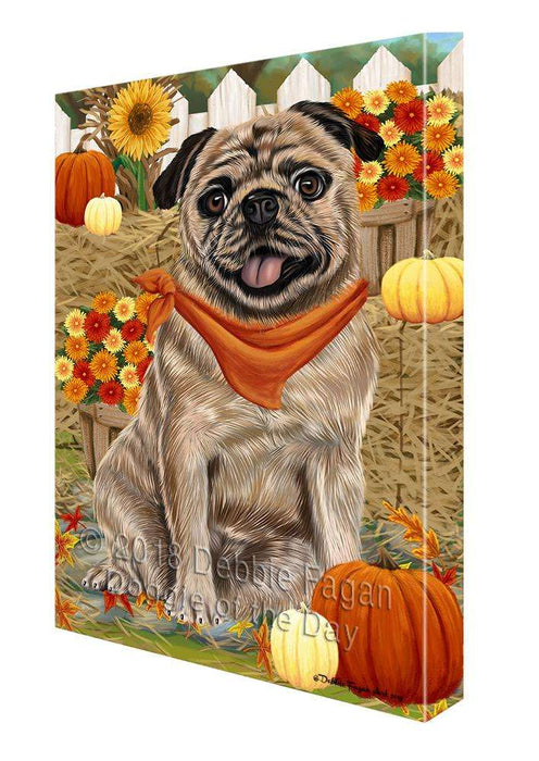 Fall Autumn Greeting Pug Dog with Pumpkins Canvas Print Wall Art Décor CVS73745