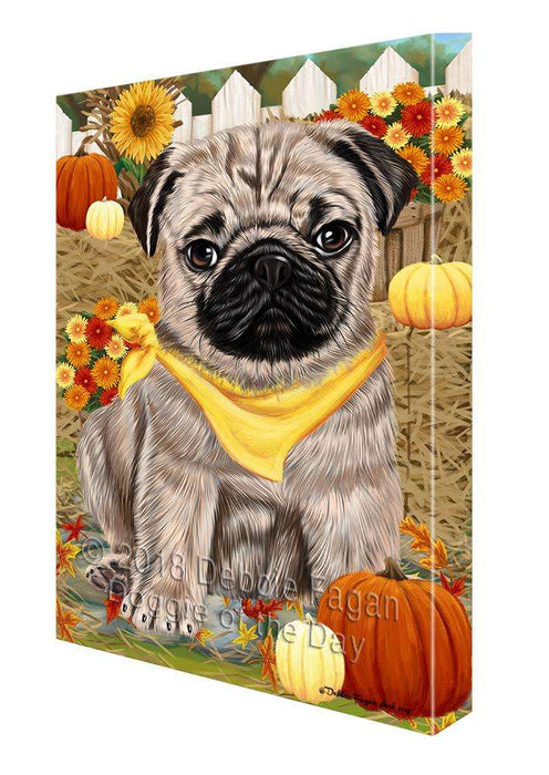 Fall Autumn Greeting Pug Dog with Pumpkins Canvas Print Wall Art Décor CVS73754