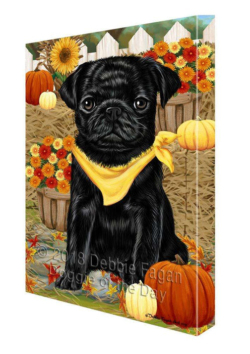 Fall Autumn Greeting Pug Dog with Pumpkins Canvas Print Wall Art Décor CVS73763