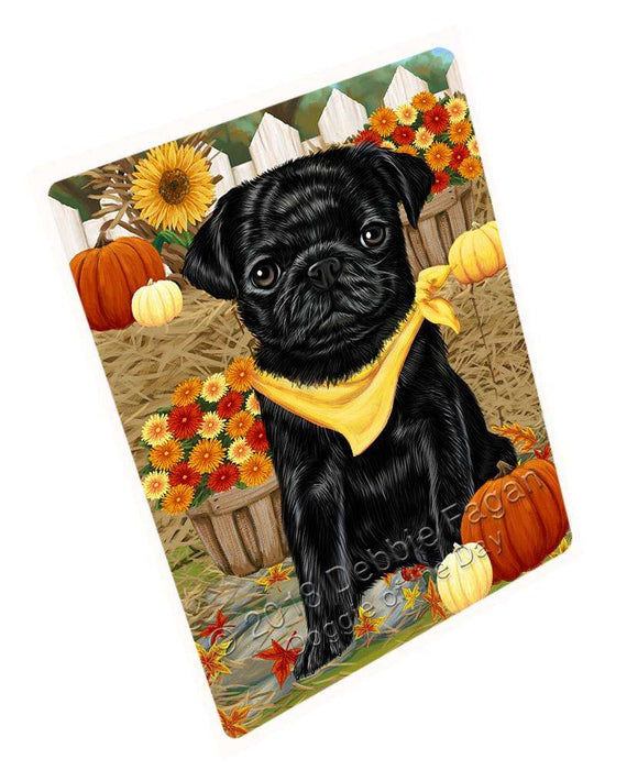 Fall Autumn Greeting Pug Dog with Pumpkins Cutting Board C56538