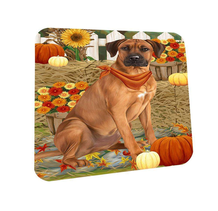 Fall Autumn Greeting Rhodesian Ridgeback Dog with Pumpkins Coasters Set of 4 CST50789