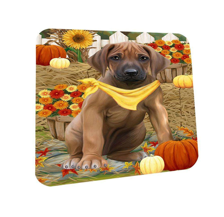 Fall Autumn Greeting Rhodesian Ridgeback Dog with Pumpkins Coasters Set of 4 CST50790