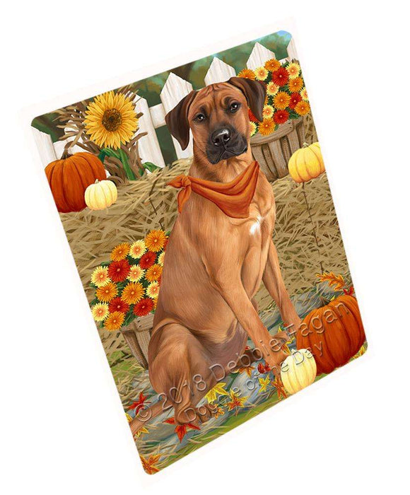 Fall Autumn Greeting Rhodesian Ridgeback Dog with Pumpkins Cutting Board C56550