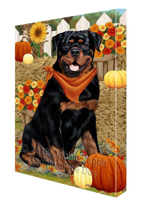 Fall Autumn Greeting Rottweiler Dog with Pumpkins Canvas Print Wall Art Décor CVS73817