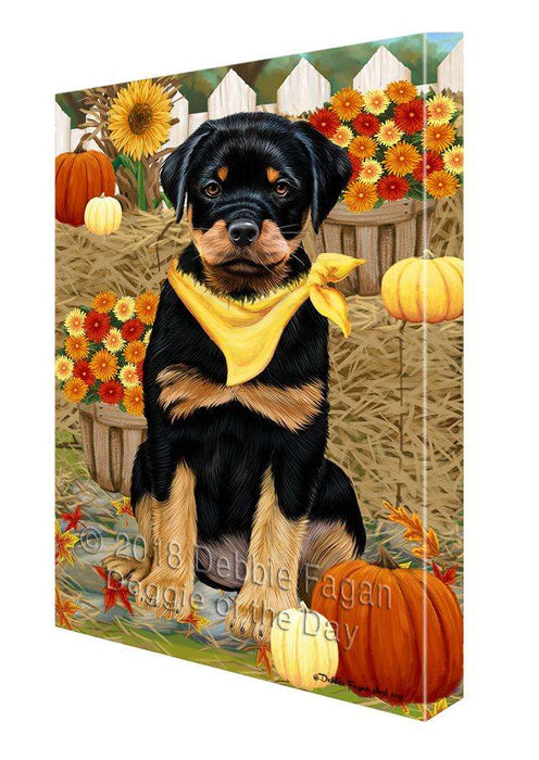 Fall Autumn Greeting Rottweiler Dog with Pumpkins Canvas Print Wall Art Décor CVS73826