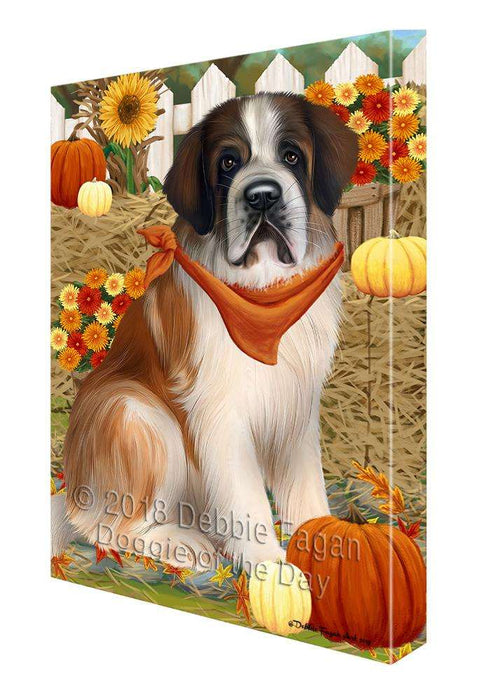 Fall Autumn Greeting Saint Bernard Dog with Pumpkins Canvas Print Wall Art Décor CVS73835