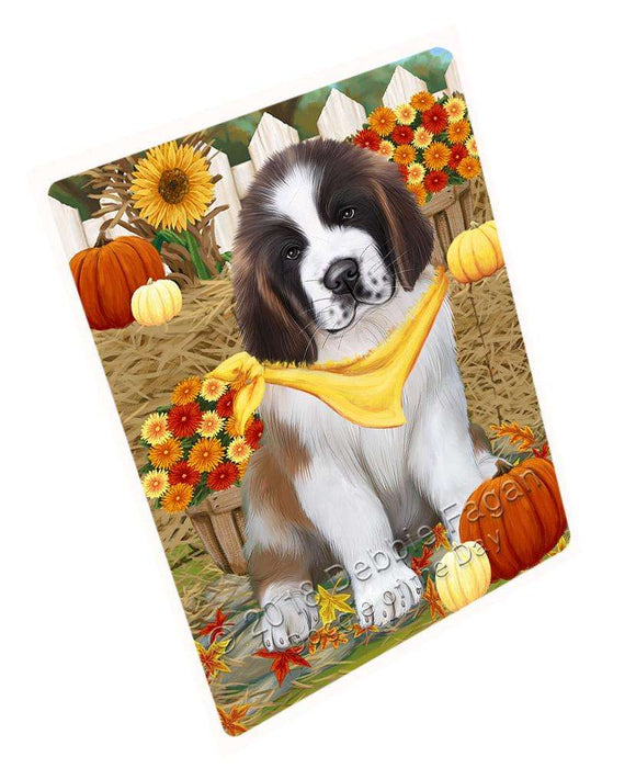 Fall Autumn Greeting Saint Bernard Dog with Pumpkins Cutting Board C56565