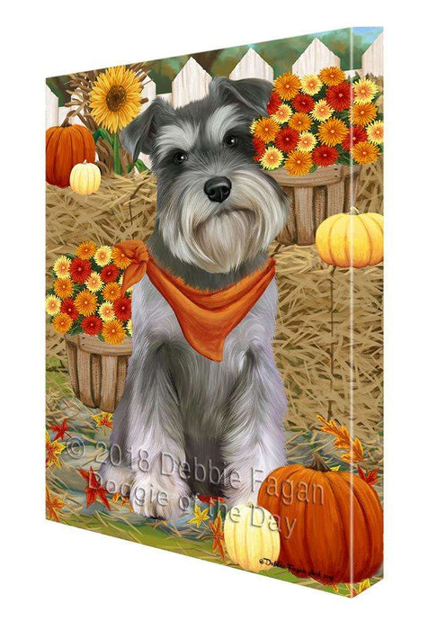 Fall Autumn Greeting Schnauzer Dog with Pumpkins Canvas Print Wall Art Décor CVS73871