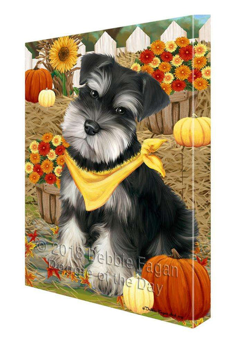 Fall Autumn Greeting Schnauzer Dog with Pumpkins Canvas Print Wall Art Décor CVS73880