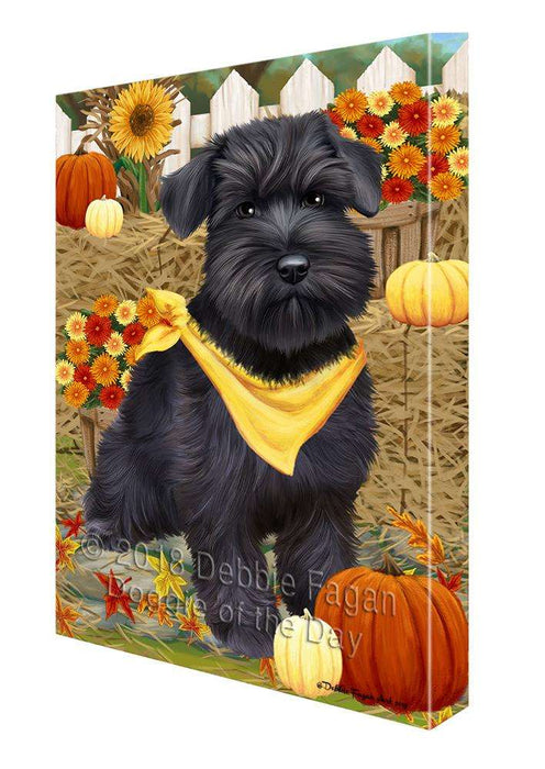 Fall Autumn Greeting Schnauzer Dog with Pumpkins Canvas Print Wall Art Décor CVS73889