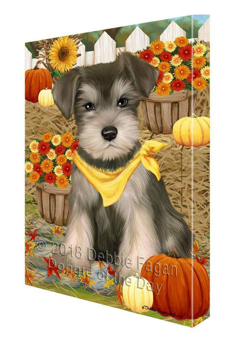 Fall Autumn Greeting Schnauzer Dog with Pumpkins Canvas Print Wall Art Décor CVS73898