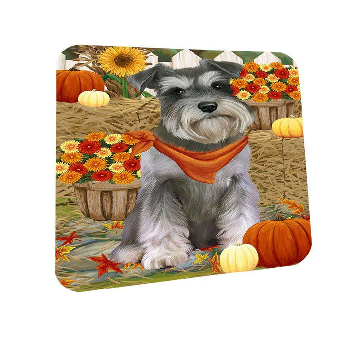 Fall Autumn Greeting Schnauzer Dog with Pumpkins Coasters Set of 4 CST50797