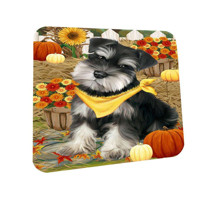 Fall Autumn Greeting Schnauzer Dog with Pumpkins Coasters Set of 4 CST50798