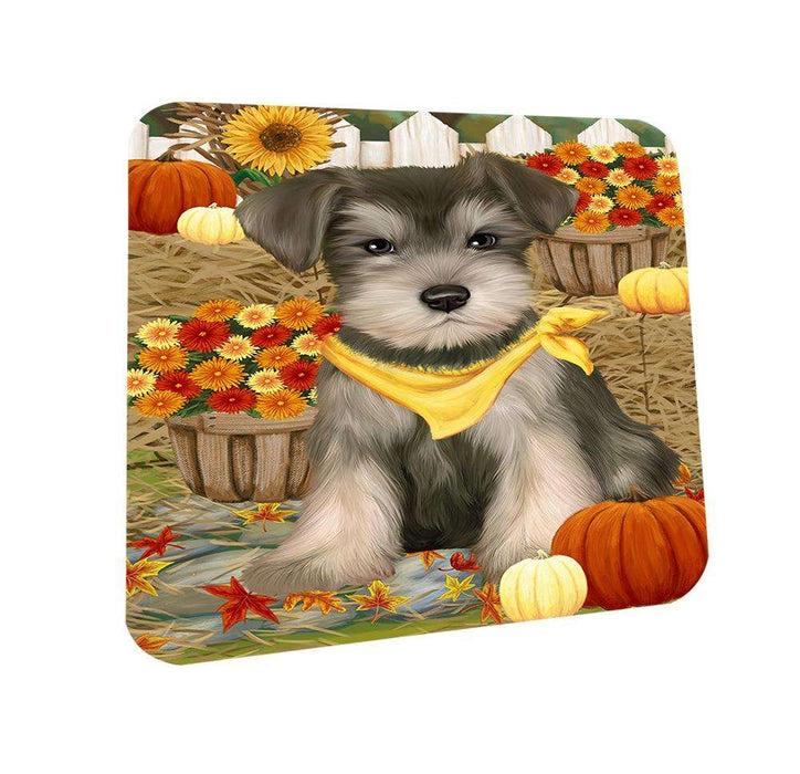 Fall Autumn Greeting Schnauzer Dog with Pumpkins Coasters Set of 4 CST50800