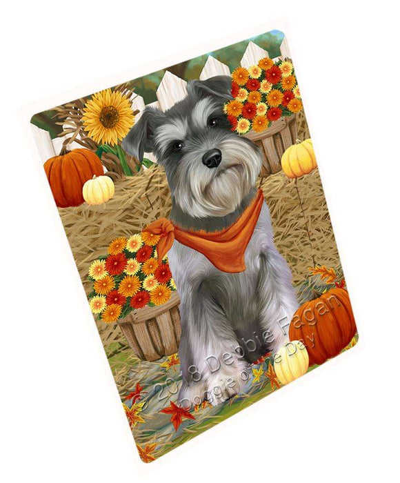 Fall Autumn Greeting Schnauzer Dog with Pumpkins Cutting Board C56574