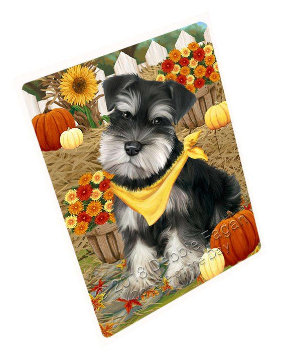 Fall Autumn Greeting Schnauzer Dog with Pumpkins Cutting Board C56577