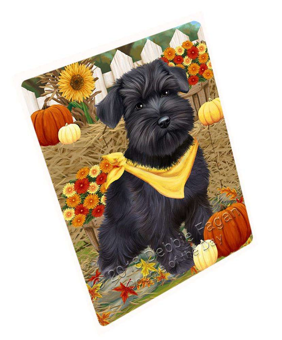 Fall Autumn Greeting Schnauzer Dog with Pumpkins Cutting Board C56580