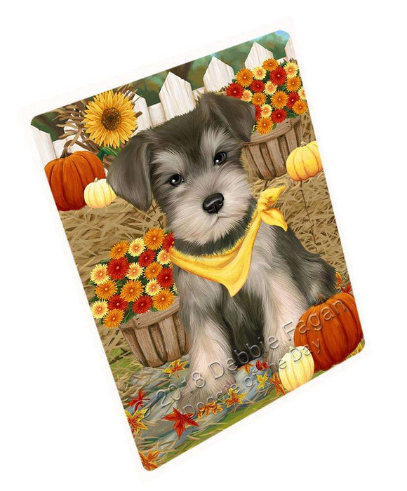 Fall Autumn Greeting Schnauzer Dog with Pumpkins Cutting Board C56583