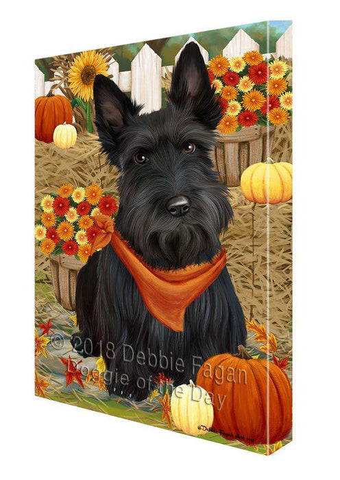 Fall Autumn Greeting Scottish Terrier Dog with Pumpkins Canvas Print Wall Art Décor CVS73907