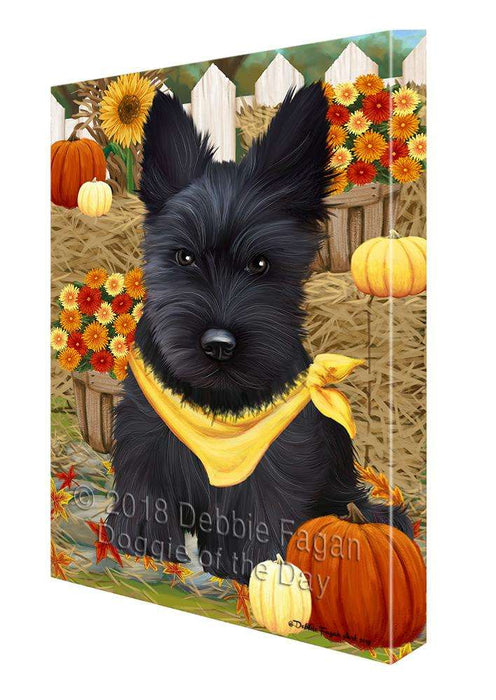 Fall Autumn Greeting Scottish Terrier Dog with Pumpkins Canvas Print Wall Art Décor CVS73916