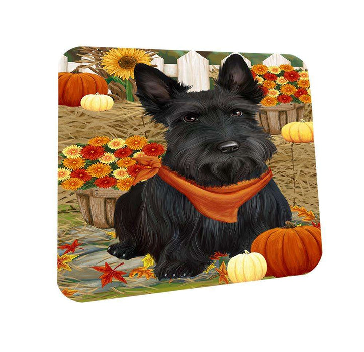 Fall Autumn Greeting Scottish Terrier Dog with Pumpkins Coasters Set of 4 CST50801