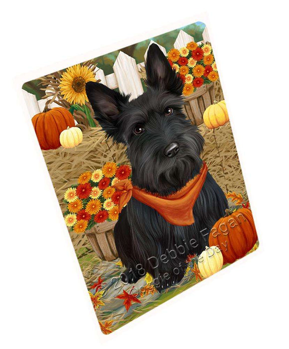 Fall Autumn Greeting Scottish Terrier Dog with Pumpkins Cutting Board C56586