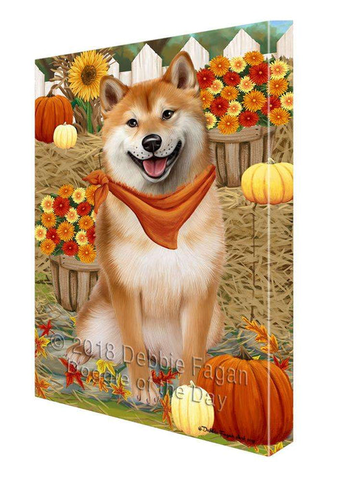 Fall Autumn Greeting Shiba Inu Dog with Pumpkins Canvas Print Wall Art Décor CVS74006