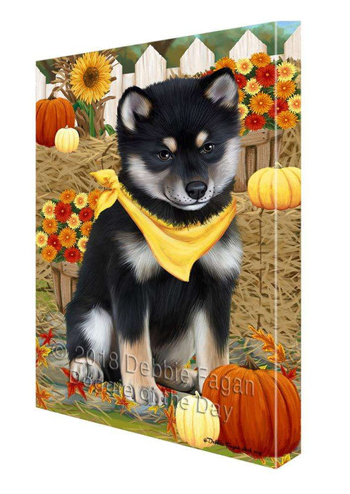 Fall Autumn Greeting Shiba Inu Dog with Pumpkins Canvas Print Wall Art Décor CVS74024