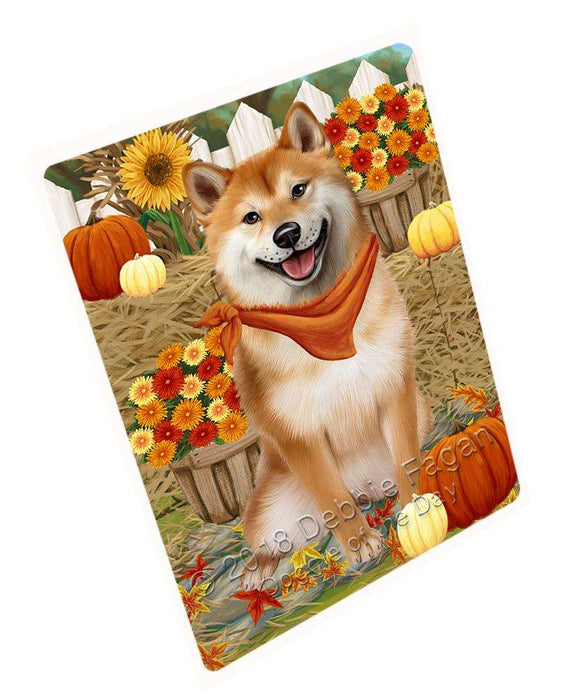 Fall Autumn Greeting Shiba Inu Dog with Pumpkins Cutting Board C56619
