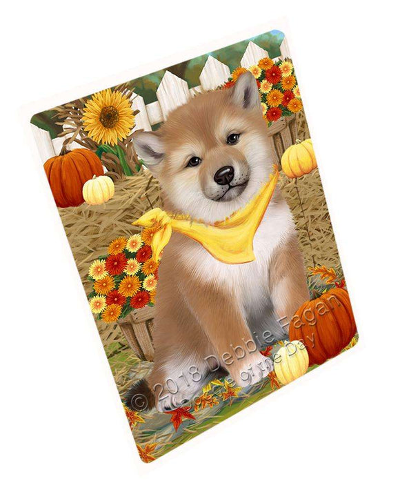 Fall Autumn Greeting Shiba Inu Dog with Pumpkins Cutting Board C56622