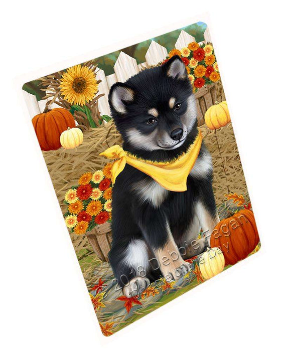 Fall Autumn Greeting Shiba Inu Dog with Pumpkins Cutting Board C56625