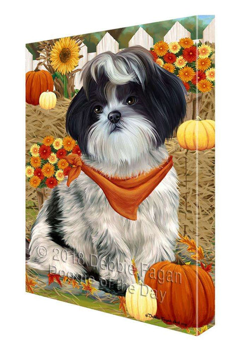 Fall Autumn Greeting Shih Tzu Dog with Pumpkins Canvas Print Wall Art Décor CVS74033