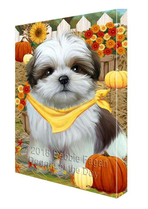 Fall Autumn Greeting Shih Tzu Dog with Pumpkins Canvas Print Wall Art Décor CVS74042